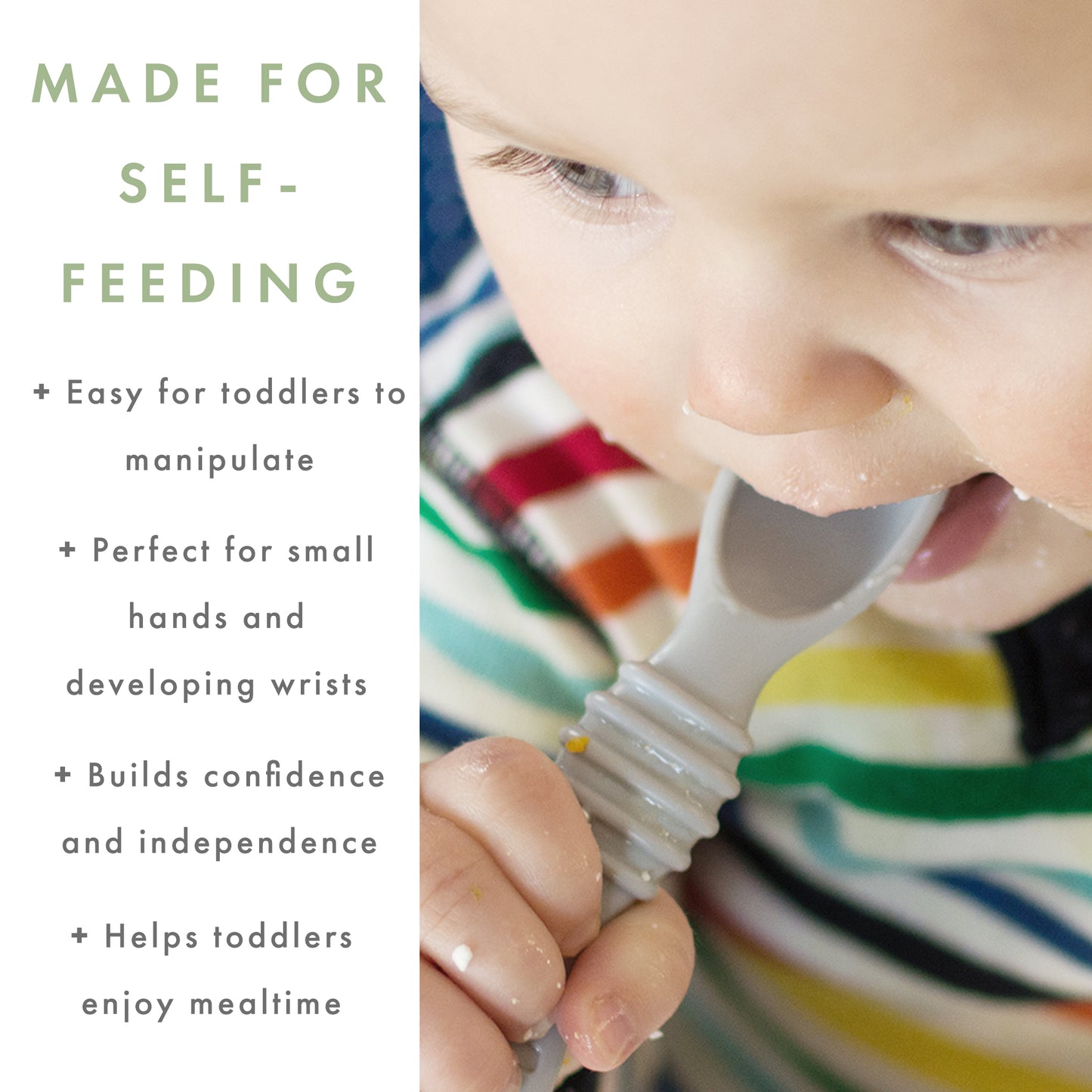 Little Weasel Stage 2: Toddler Spoons - Cloud Grey (Set of 2)