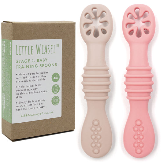Little Weasel Stage 1: Baby Training Spoons - Blush / Pink Rose (Set of 2)