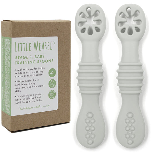 Little Weasel Stage 1: Baby Training Spoons - Cloud Grey (Set of 2)