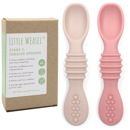 Little Weasel Stage 2: Toddler Spoons - Blush / Pink Rose (Set of 2)