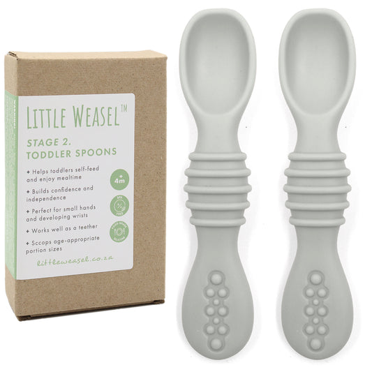 Little Weasel Stage 2: Toddler Spoons - Cloud Grey (Set of 2)